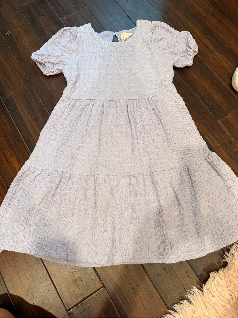 Hayden Lilac Textured Puff-Sleeve Casual Dress
